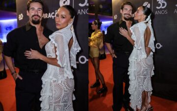 Nicolas Prattes e Sabrina Sato protagonizam momento romântico em evento