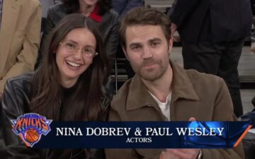 Nina Dobrev e Paul Wesley reaparecem juntos em jogo da NBA