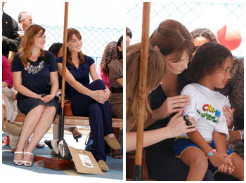 Carla Bruni visita projeto no espaço Criança Esperança, no R
