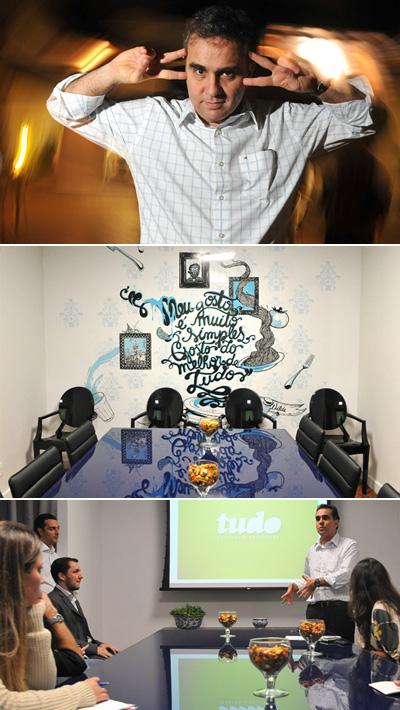 Foi na sala de jantar, ou melhor, de reuniões da Agência Tudo que Maurício Magalhães, presidente da empresa, bateu um papo animado com os funcionários e com o Glamurama. O motivo do encontro? Apresentar oficialmente o reposicionamento da agência de public