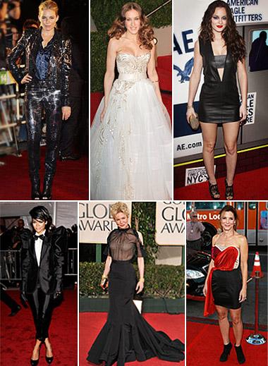 O ano de 2009 já acabou, mas os looks de seis estreladas do hemisfério norte, usados no ano passado, no tapete vermelho, continuam sendo lembrados por uma listinha do site “Entertainment Weekly”.