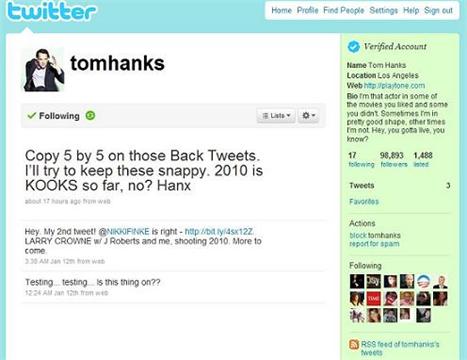 Tom Hanks cria perfil no Twitter.