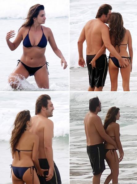 Na temporada no Brasil, Penélope Cruz e Javier Bardem trocaram muitos carinhos em público.