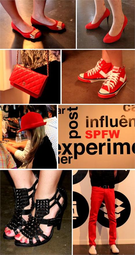 O vermelho está por toda a parte na SPFW. Glamurama tem os flagras.