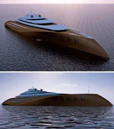 Se concluído, o Gigayacht, projeto da empresa belga Emocean Yacht Design, será o maior iate do mundo.