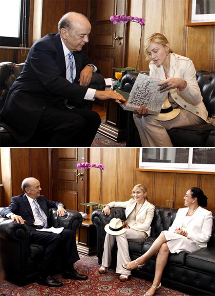 No encontro a portas fechadas que teve com José Serra nessa quarta-feira, em São Paulo, Madonna ganhou um presente do governador.