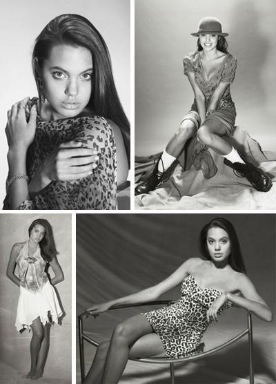 Primeiras fotos de Angelina Jolie como modelo são reveladas.