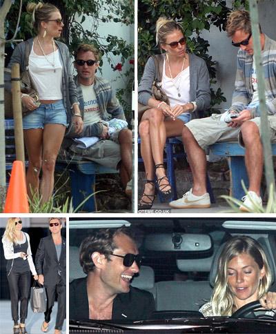 Jude Law e Sienna Miller aparecem juntos em Los Angeles.