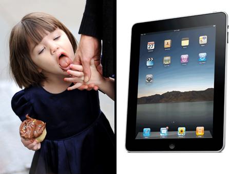 Mesmo sem saber ler e escrever, Suri Cruise ganha um iPad.