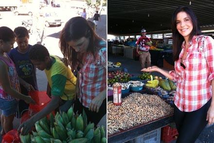 Ivete Sangalo tem dia de dona de casa e vai à feira.