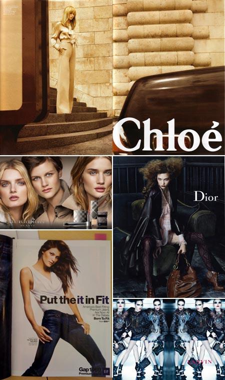 Novas campanhas de inverno 2011 estão dominando as principais revistas de moda do hemisfério norte.