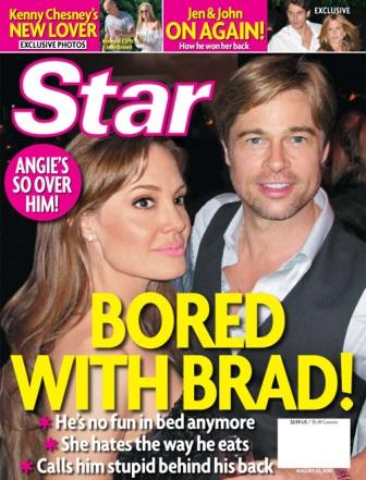 A revista a Star desta semana chega às bancas com a manchete “Entediada com Brad!”.