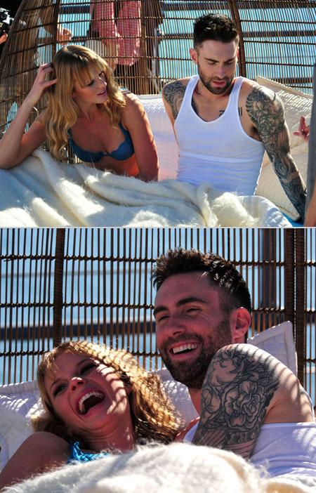 @adamlevine lindo de viver na gravação do novo clipe, Detalhe: só de cuecas!