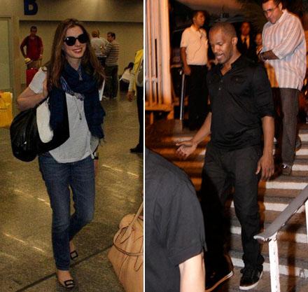 Anne Hathaway e Jamie Foxx estão no Rio! E estão todos animados!