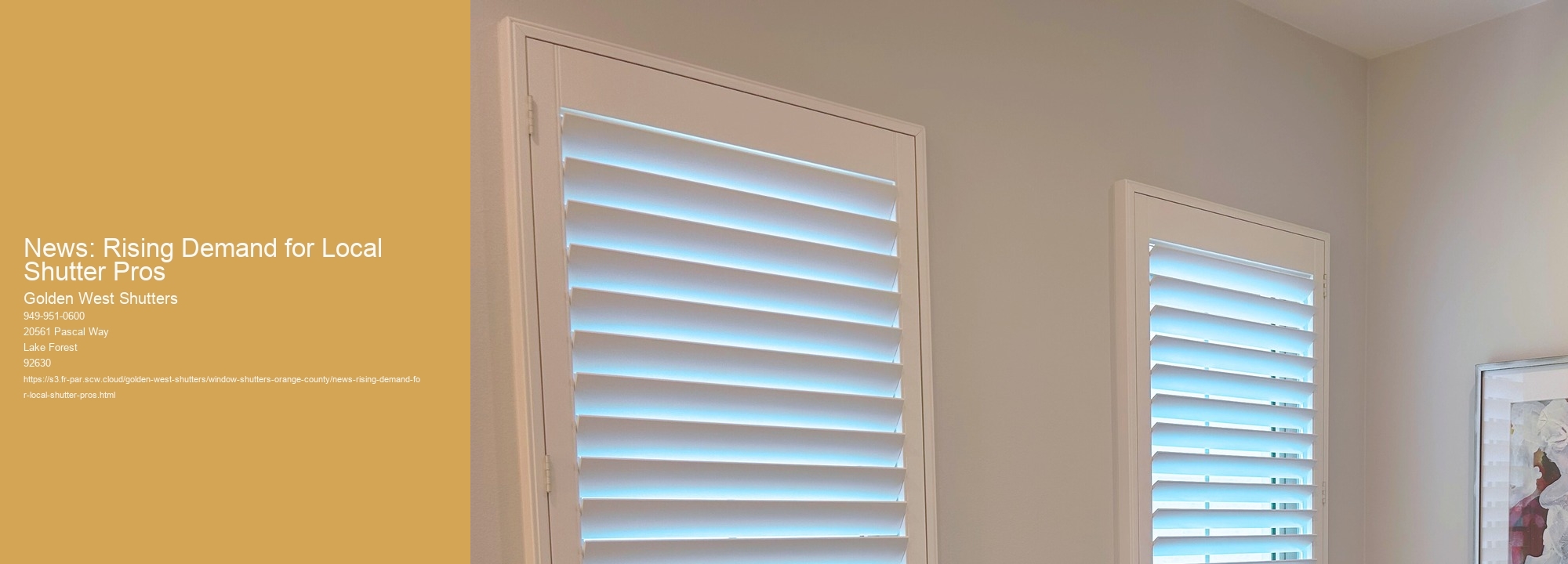 News: Rising Demand for Local Shutter Pros