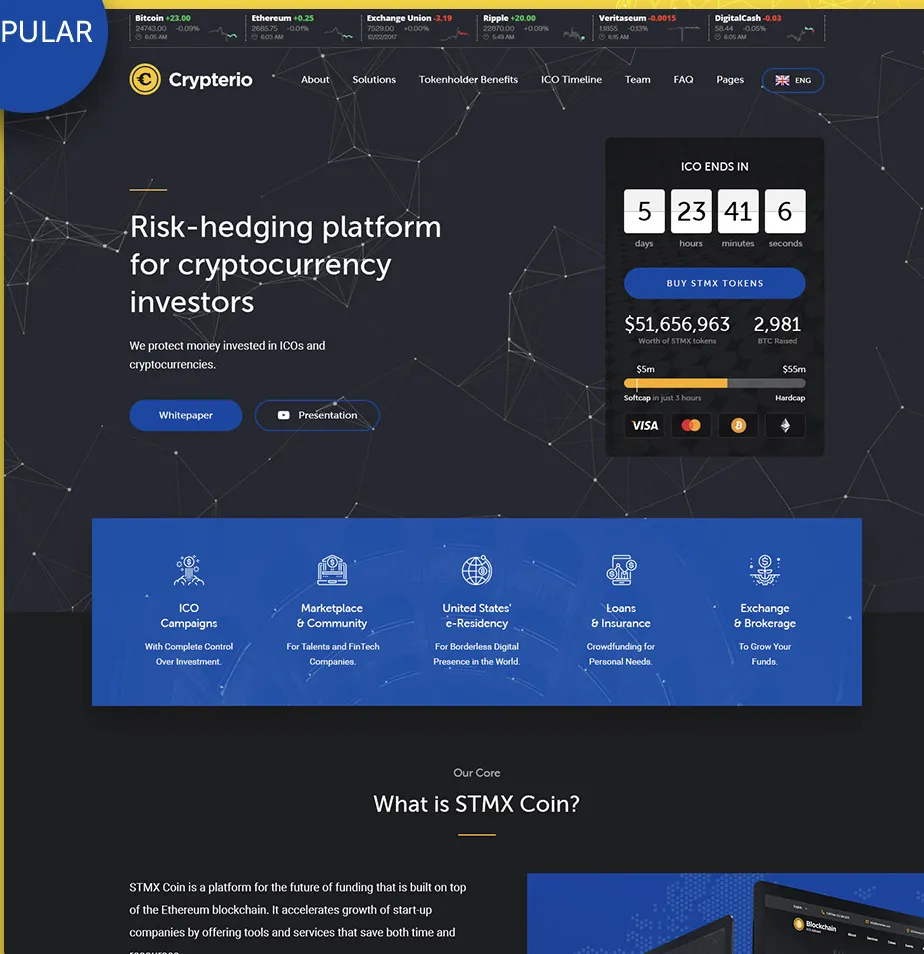 Crypterio Pro – NFT and Crypto Landing Page WordPress Theme 4 Crypterio Pro