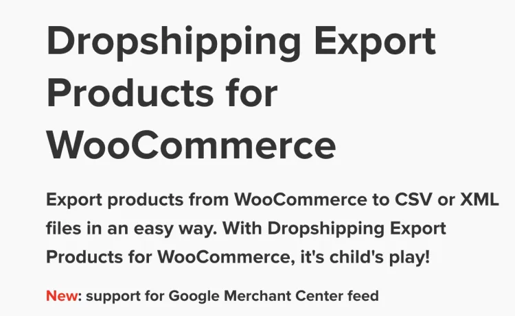 Dropshipping Export Products for WooCommerce