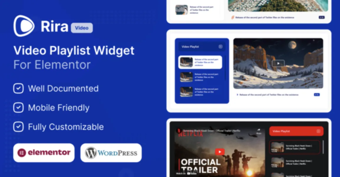 Rira Video - Elementor Video Playlist Widget 2 Rira Video