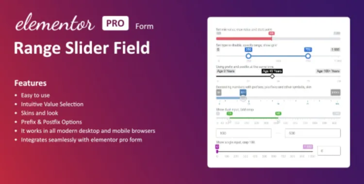 Range Slider Field for Elementor form