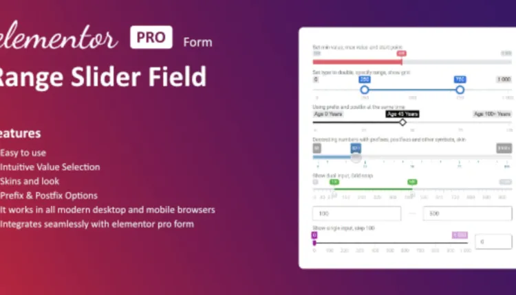 Range Slider Field for Elementor form