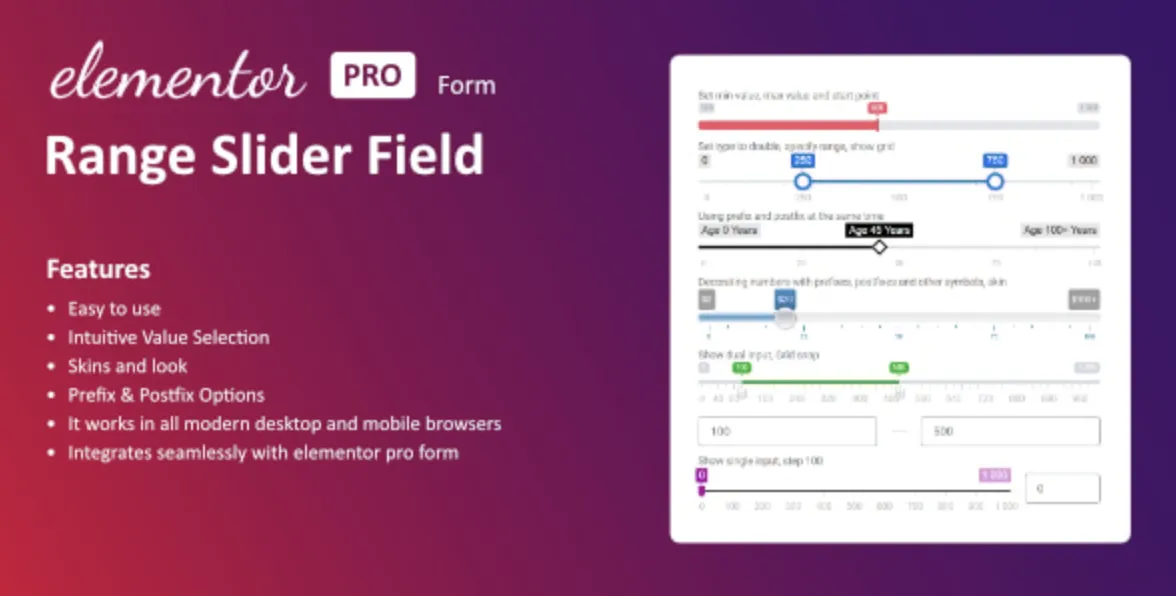 Range Slider Field for Elementor form