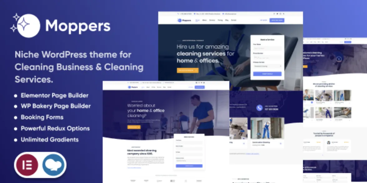 Moppers - Cleaning Company and Services WordPress Theme 2 Moppers