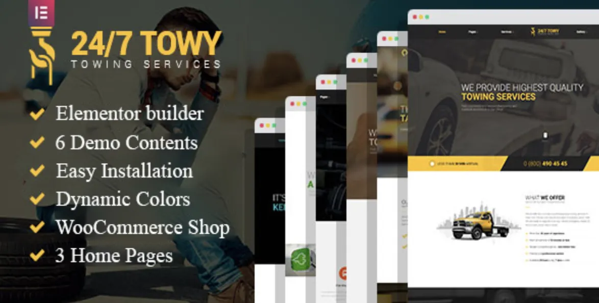Towy - Emergency Auto Towing and Roadside Assistance Service WordPress theme 2 Towy