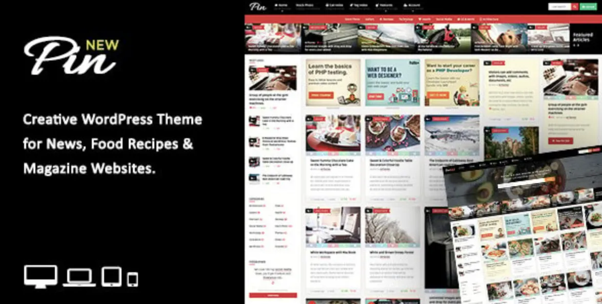 Pin = Pinterest Style / Personal Masonry Blog / Front-end Submission 2 Pin