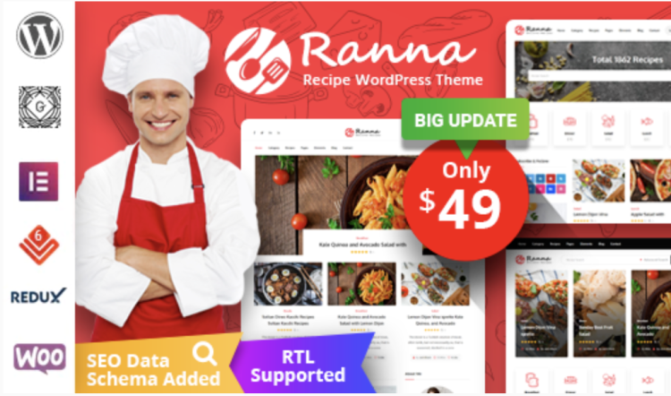 Ranna - Food & Recipe WordPress Theme + RTL