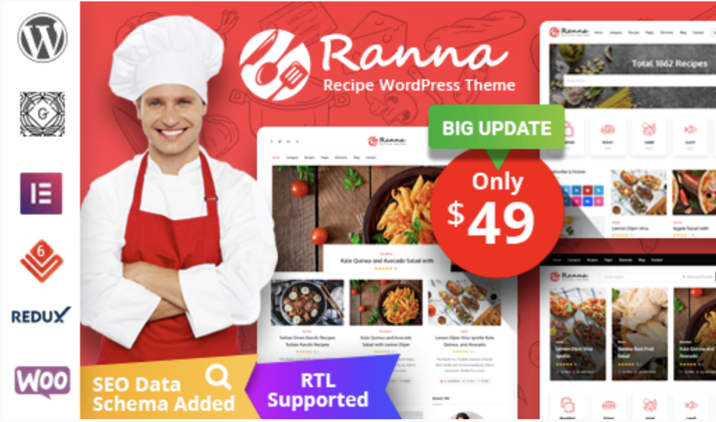 Ranna - Food & Recipe WordPress Theme + RTL