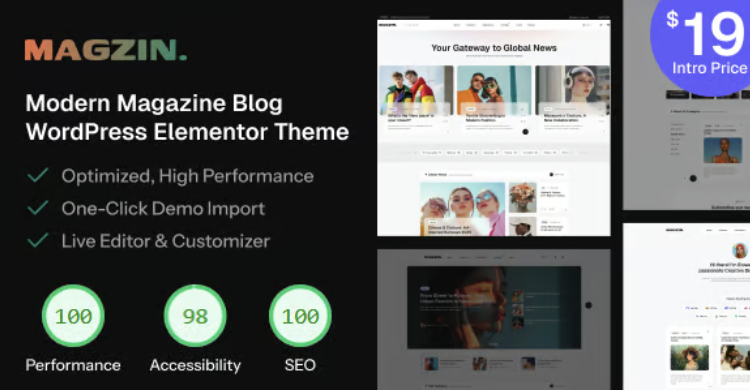 Magzin – Modern High-Performance Blog WordPress Elementor Theme