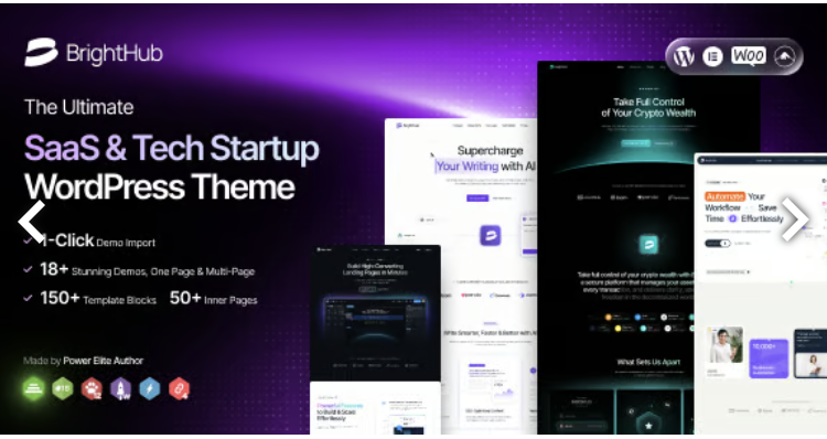 BrightHub - SaaS & Tech Startup WordPress Theme