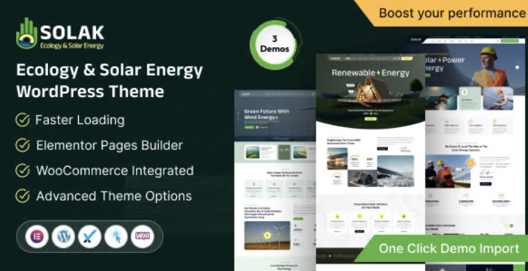 Solak - Ecology & AI Solar Energy WordPress Theme
