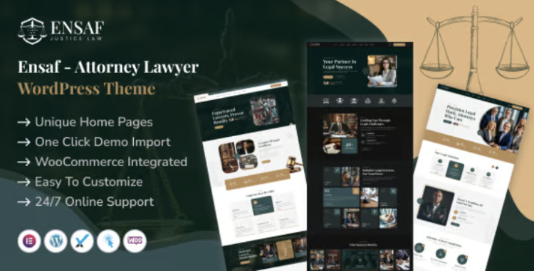 Ensaf - Attorney Lawyer WordPress Theme