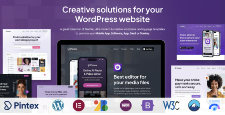 Pintex - Multipurpose SAAS, App & Software Landing Pages WordPress Theme with Elementor