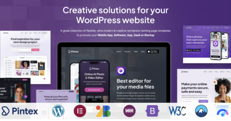 Pintex - Multipurpose SAAS, App & Software Landing Pages WordPress Theme with Elementor