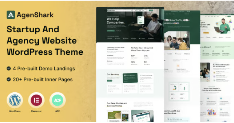 Agenshark - Startup Agency Elementor WordPress Theme