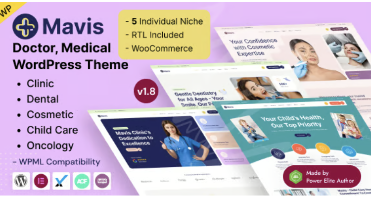 Mavis – Doctor & Medical Clinic WordPress Theme with Elementor and WooCommerce Support