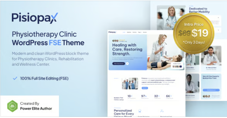 Pisiopax – Physiotherapy Clinic Gutenverse FSE WordPress Theme