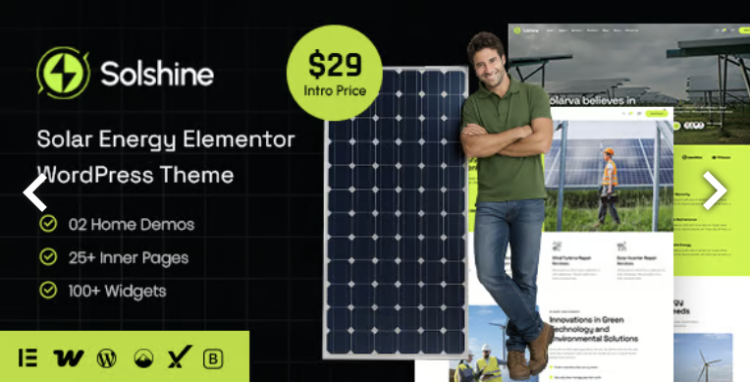 Solshine – Solar Energy Elementor WordPress Theme