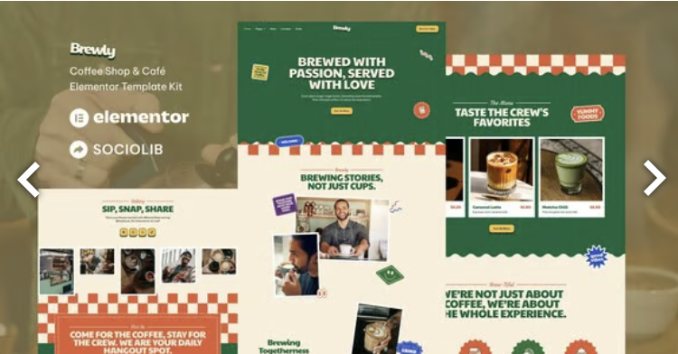 Brewly - Coffee Shop & Cafe Elementor Template Kit