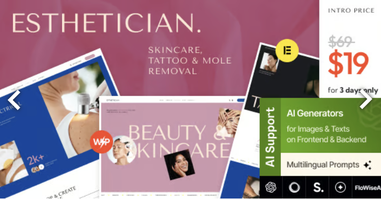 Esthetician - Skincare, Tattoo & Mole Removal WordPress Theme