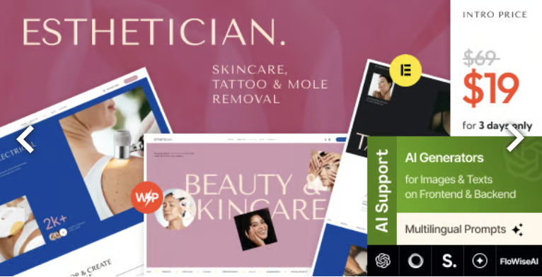 Esthetician - Skincare, Tattoo & Mole Removal WordPress Theme