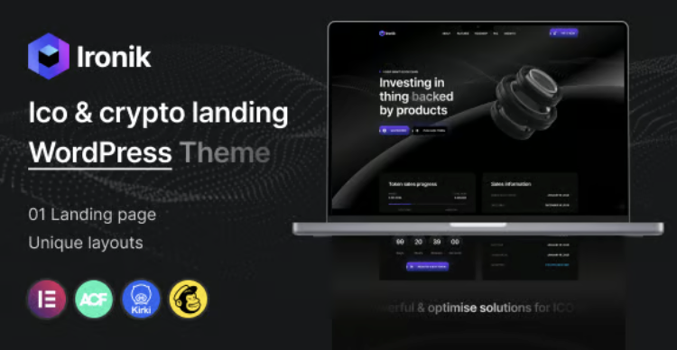 Ironik - ICO & Crypto Landing WordPress Theme