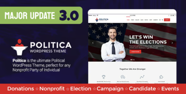Politica - A Modern Political Party & Candidate WordPress Theme