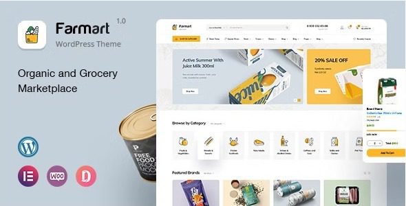 Farmart - Organic & Grocery Marketplace WordPress Theme
