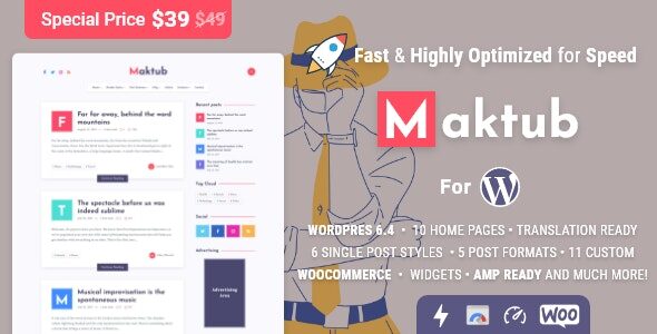 Maktub - Minimal & Lightweight Blog for WordPress