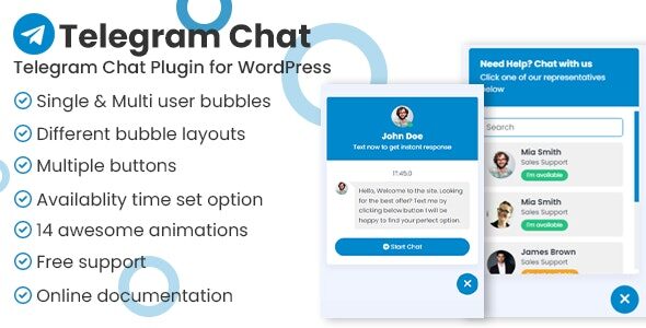 Telegram Chat Support Pro WordPress Plugin