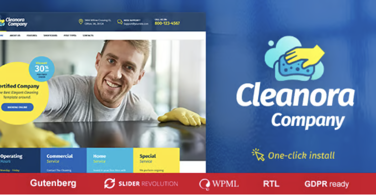 Cleanora - Cleaning Services WordPress Theme