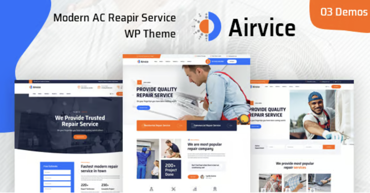 Airvice - AC Repair Services WordPress Theme + RTL